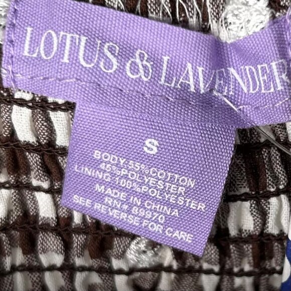 2/$30 Lotus & Lavender Size Small Gingham Cotton Checked Top Cottage - Picture 5 of 6